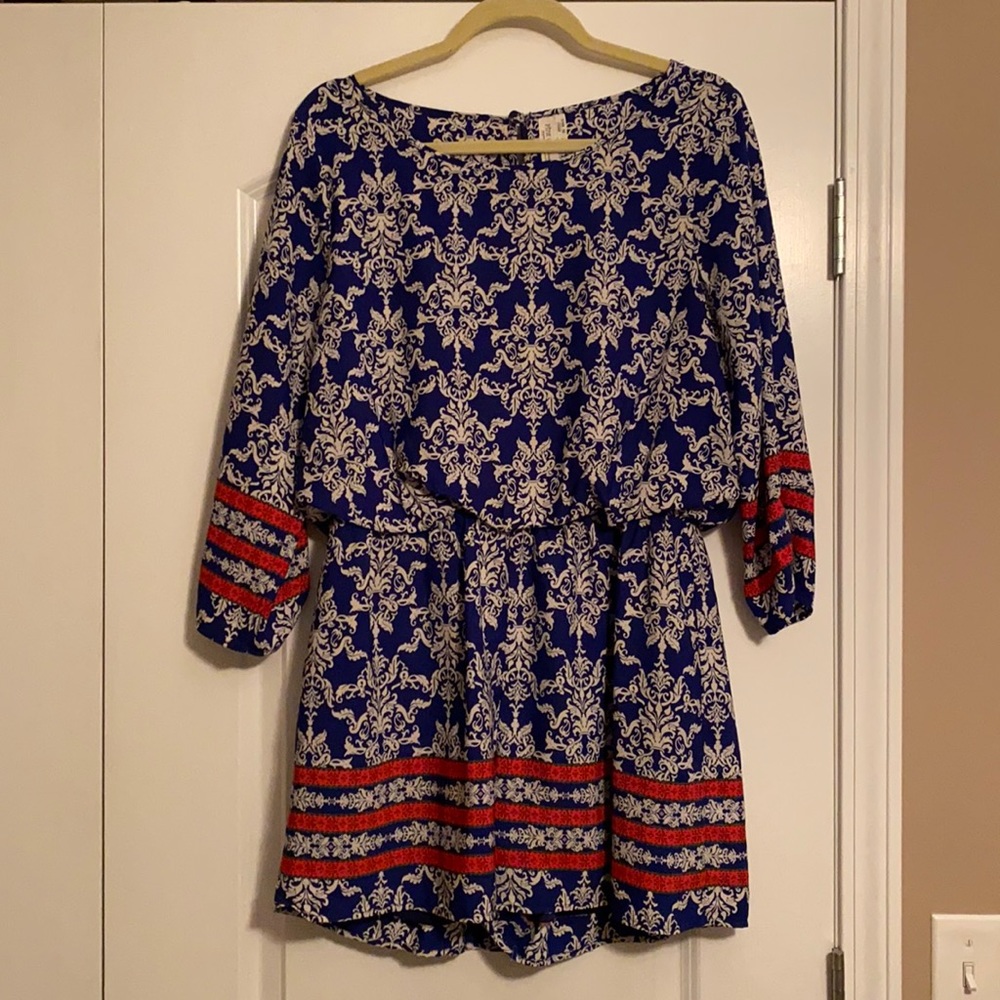 Pink Owl Royal Blue Romper